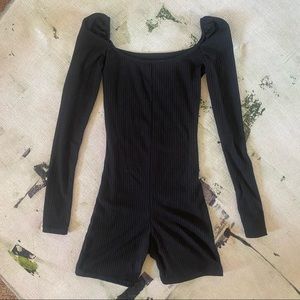 Black Ribbed Romper